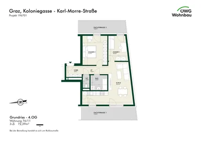 3-Zimmer-Wohnung mieten in Graz – 72,4 m², € 1.285 – Bild 5 von 5