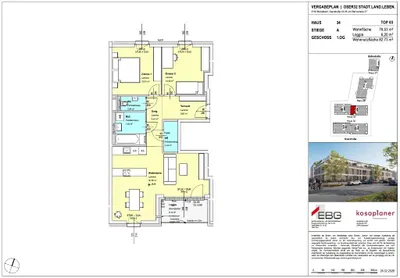 3-Zimmer-Wohnung mieten in Mistelbach – 84 m², € 927