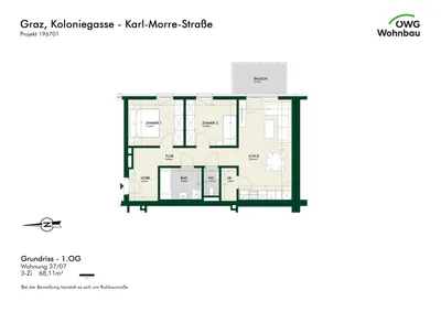 3-Zimmer-Wohnung mieten in Graz – 68,1 m², € 1.167 – Bild 5 von 5