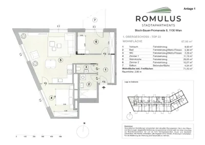 3-Zimmer-Wohnung mieten in Wien – 67,06 m², € 1.399 – Bild 25 von 26