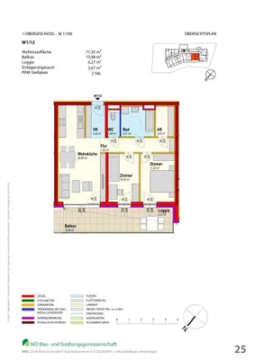 3-Zimmer-Wohnung mieten in Scheibbs – 71,35 m², € 740 – Bild 2 von 3