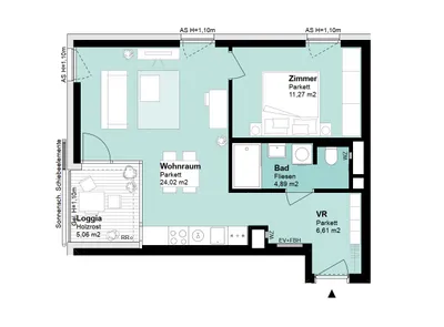 2-Zimmer-Wohnung mieten in Wien – 46,79 m², € 1.149 – Bild 9 von 9