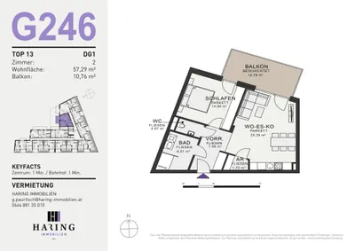 2-Zimmer-Wohnung mieten in Deutschlandsberg – 57,58 m², € 802 – Bild 2 von 2