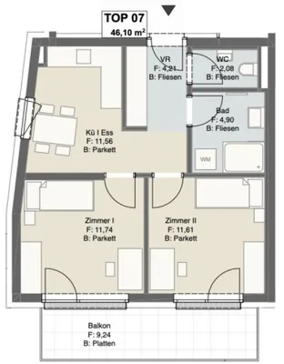 3-Zimmer-Wohnung kaufen in Graz – 45,8 m², € 282.000 – Bild 10 von 11
