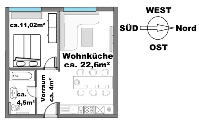 2-Zimmer-Wohnung mieten in Klagenfurt – 42 m², € 701 – Bild 11 von 12