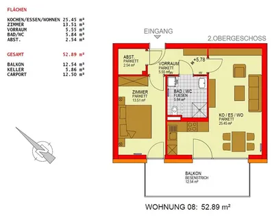 2-Zimmer-Wohnung mieten in Bruck-Mürzzuschlag – 52,9 m², € 644 – Bild 2 von 2