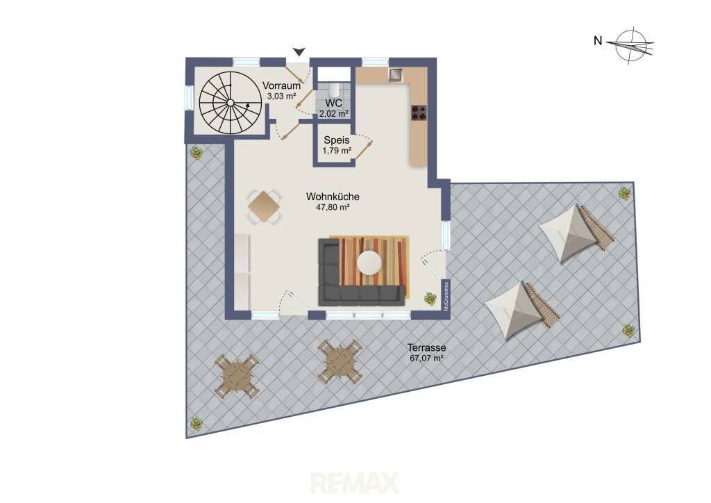 Wohnen auf zwei Ebenen - Maisonette mit beeindruckender 70 m² Dachterrasse - Ansicht 2