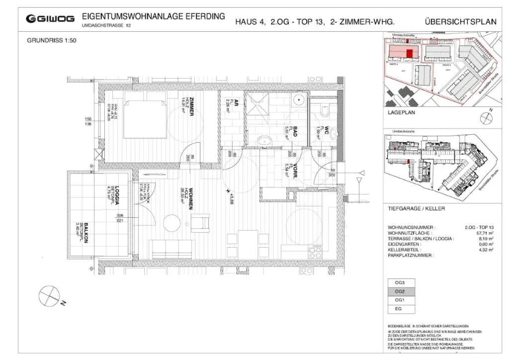 Provisionsfreie 2-Zimmer Eigentumswohnung, Eferding Umdaschstraße 12, Top 13 - Ansicht 3