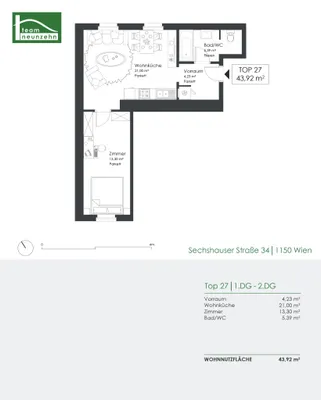 2-Zimmer-Wohnung kaufen in Wien – 43,92 m², € 199.000 – Bild 28 von 28