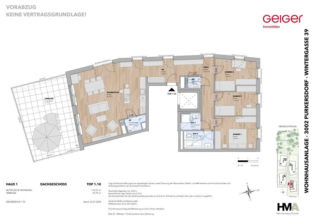 Wunderschöne Dachgeschoßwohnung mit großer Terrasse - Top 1.10 - Ansicht 2