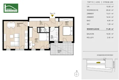 3-Zimmer-Wohnung mieten in Wien – 71,29 m², € 1.200 – Bild 11 von 11