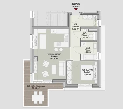 2-Zimmer-Wohnung mieten in Korneuburg – 54,37 m², € 1.353 – Bild 22 von 23