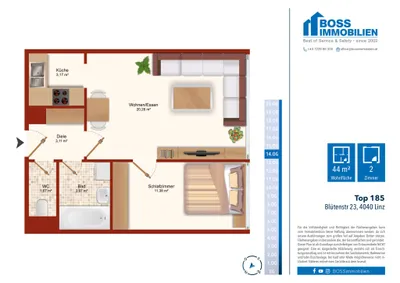 2-Zimmer-Wohnung mieten in Linz – 43,56 m², € 650 – Bild 11 von 11