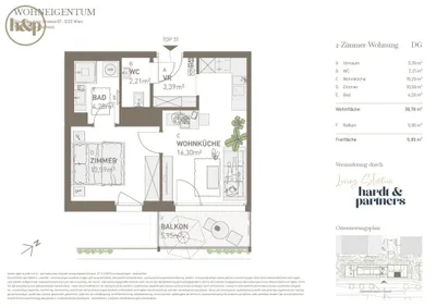 2-Zimmer-Wohnung kaufen in Wien – 36,8 m², € 243.500 – Bild 6 von 6