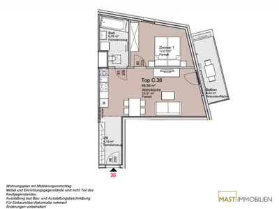 2-Zimmer-Wohnung mieten in Wien – 45,22 m², € 1.020 – Bild 7 von 8