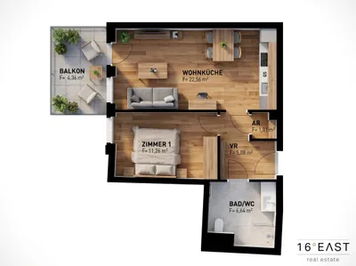 2-Zimmer-Wohnung kaufen in Wien – 46,55 m², € 269.235 – Bild 8 von 8