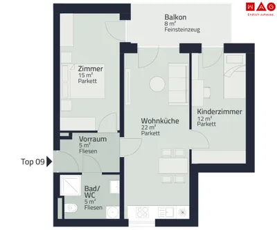 3-Zimmer-Wohnung mieten in Graz – 59 m², € 977 – Bild 2 von 3
