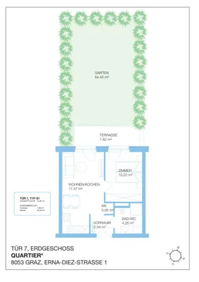 2-Zimmer-Wohnung mieten in Graz – 34,85 m², € 577 – Bild 11 von 11