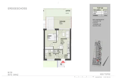 2-Zimmer-Wohnung mieten in Graz – 46 m², € 638 – Bild 2 von 16