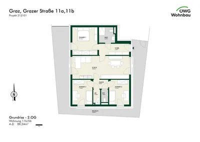 4-Zimmer-Wohnung kaufen in Graz – 88,2 m², € 552.522 – Bild 2 von 6