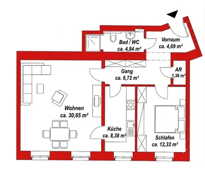 2-Zimmer-Wohnung mieten in Linz – 68,96 m², € 890 – Bild 8 von 8