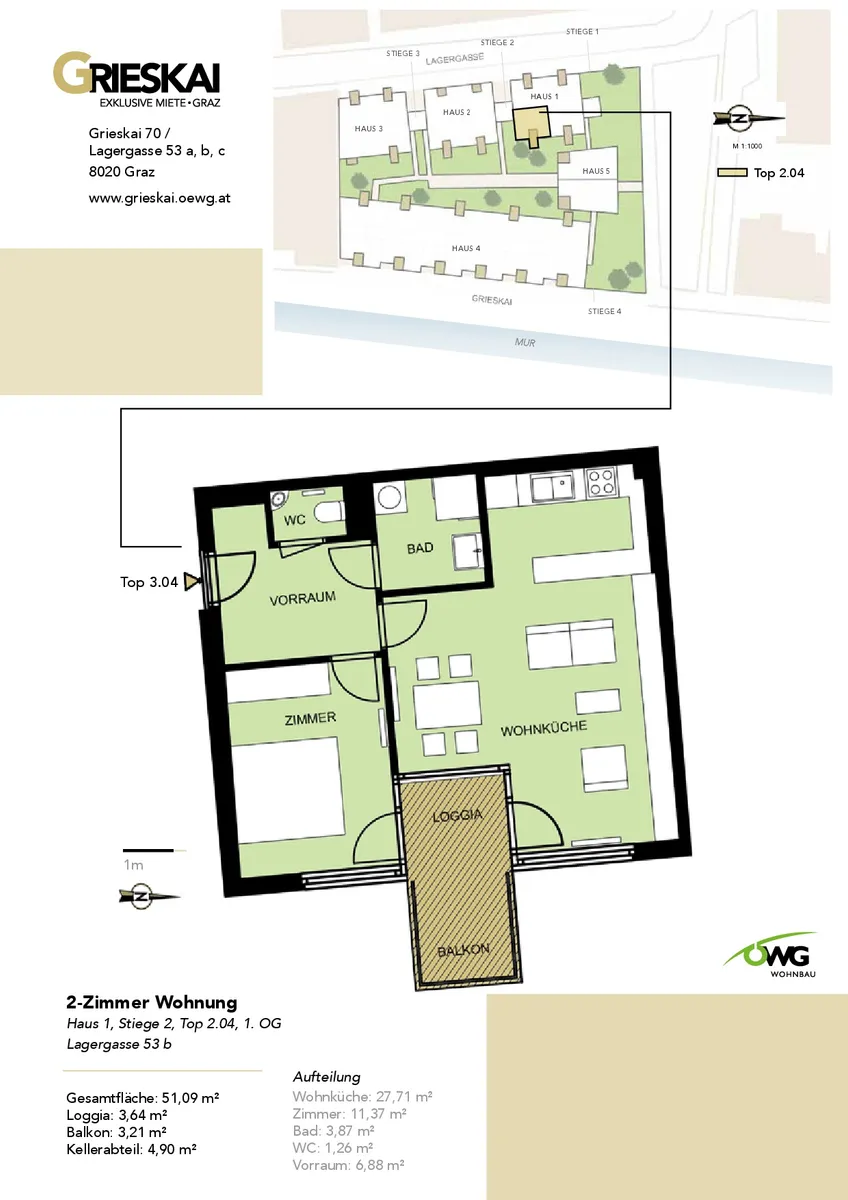 Lagergasse - Miete - 2 Zimmer - Ansicht 2