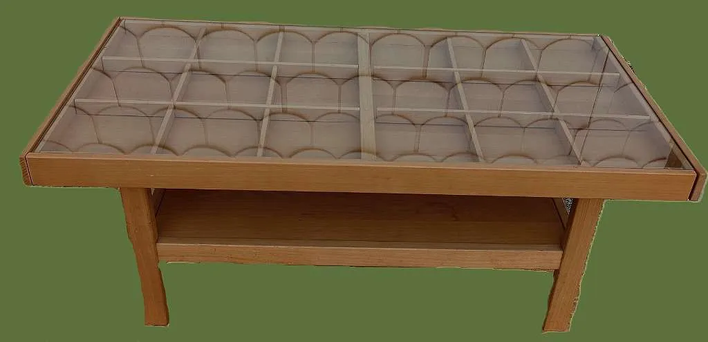 IKEA Pilbo Couchtisch, Tisch mit Glasplatte und seitlichen Schubladen Buche 118 x 61 x 46 cm, € 20,- (4616 Weißkirchen)