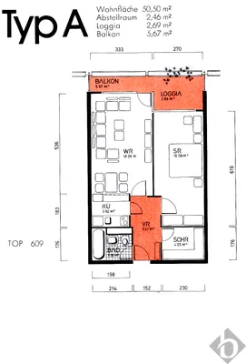 2-Zimmer-Wohnung kaufen in Salzburg Stadt – 50 m², € 245.000 – Bild 6 von 7
