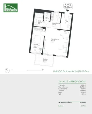 2-Zimmer-Wohnung mieten in Graz – 55,5 m², € 725 – Bild 30 von 30