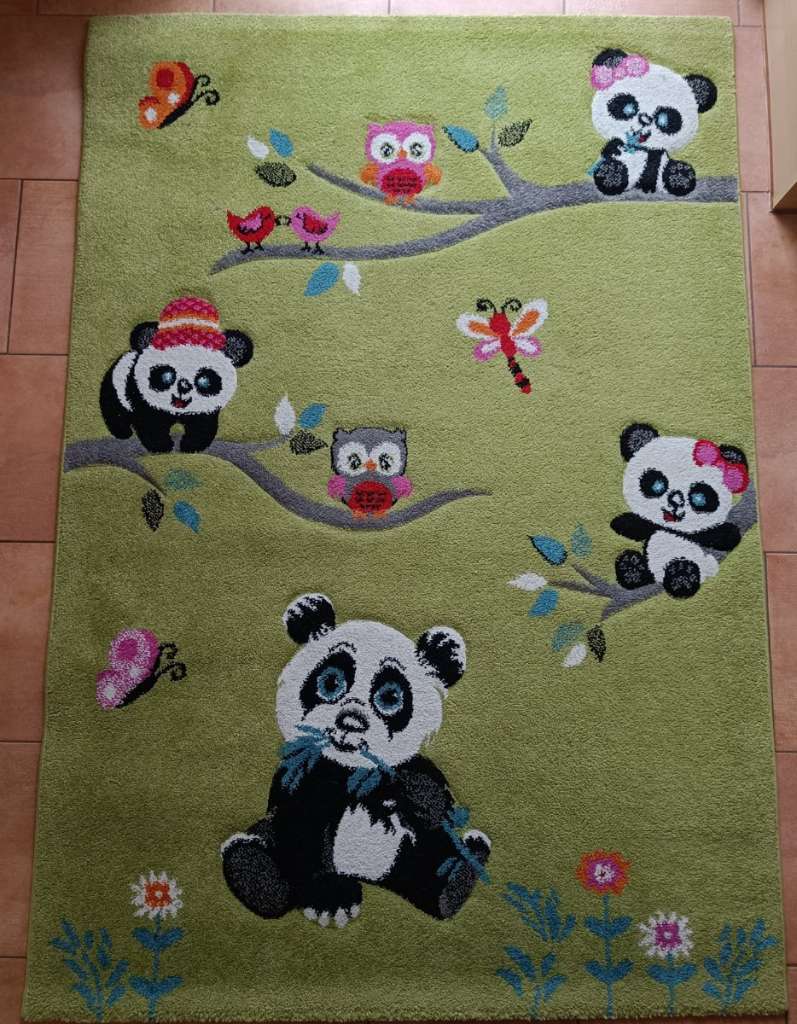 Kinderteppich / Spieleteppich mit Eulen / Pandabären * Neuwertig NP:90. -