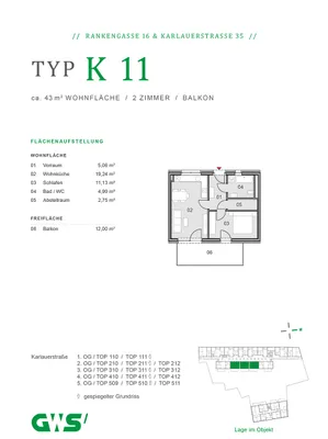 2-Zimmer-Wohnung mieten in Graz – 42,78 m², € 741 – Bild 16 von 16
