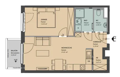 2-Zimmer-Wohnung mieten in Wien – 47 m², € 969 – Bild 10 von 10