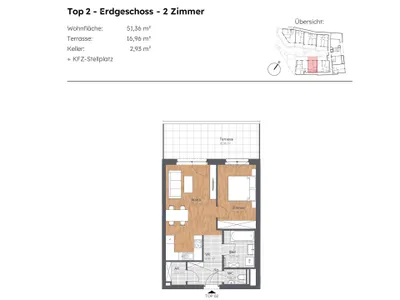2-Zimmer-Wohnung mieten in Sankt Pölten Land – 51,36 m², € 636 – Bild 5 von 5