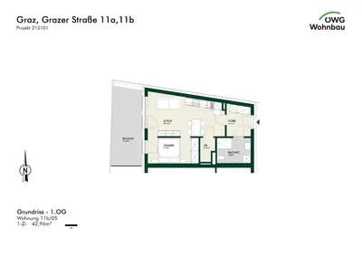 1-Zimmer-Wohnung kaufen in Graz – 42,9 m², € 241.512 – Bild 6 von 6