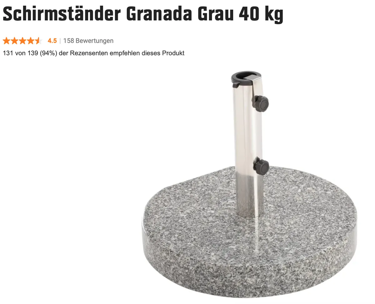 Schirmständer Granit 40kg, € 40,- (1030 Wien)