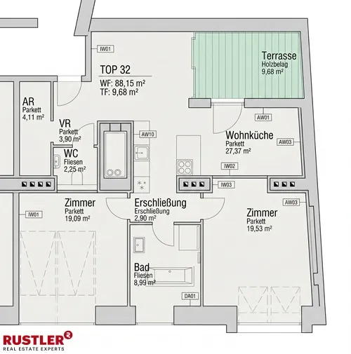 Exklusive DG-Wohnung mit Terrasse und spektakulärem Blick über Wien - Ansicht 3