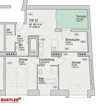 3-Zimmer-Wohnung kaufen in Wien – 88,15 m², € 699.000 – Bild 3 von 3