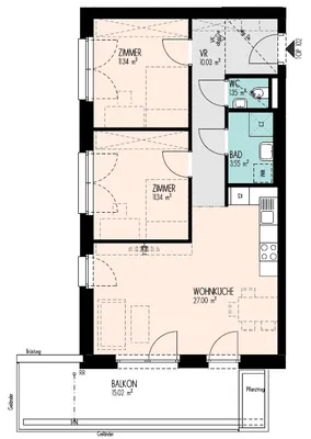 3-Zimmer-Wohnung mieten in Graz – 64,29 m², € 1.051 – Bild 9 von 10