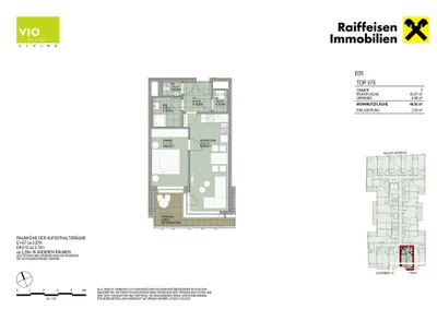 2-Zimmer-Wohnung mieten in Wien – 42,97 m², € 997 – Bild 3 von 3