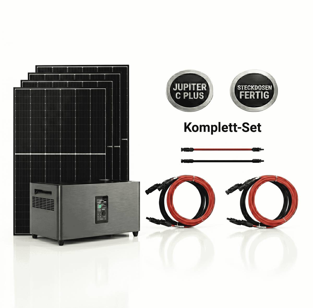 2000Wp Balkonkraftwerk mit 2,56kWh Speicher Marstek Jupiter C Plus 2 kWp vom Fachhändler mit Rechnung