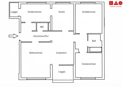 4-Zimmer-Wohnung mieten in Leoben – 105,98 m², € 763 – Bild 2 von 5