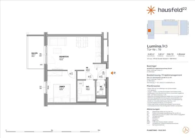 Top: A.70 ● LUMINA im Hausfeld²² ● Unbefristet ● Termin online buchen: www.hausfeld22.at/lumina
