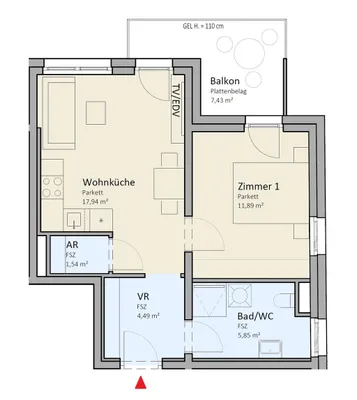 2-Zimmer-Wohnung kaufen in Wien – 42 m², € 264.000 – Bild 7 von 7