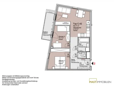 3-Zimmer-Wohnung mieten in Wien – 58,62 m², € 1.250 – Bild 10 von 11