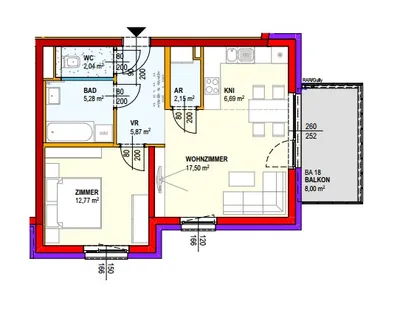 2-Zimmer-Wohnung mieten in Bruck an der Leitha – 52,3 m², € 512 – Bild 2 von 2