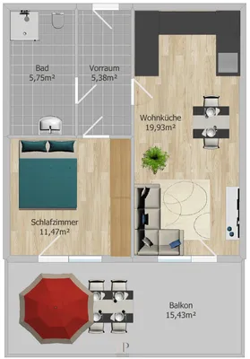 2-Zimmer-Wohnung kaufen in Graz – 42,47 m², € 179.000 – Bild 10 von 10
