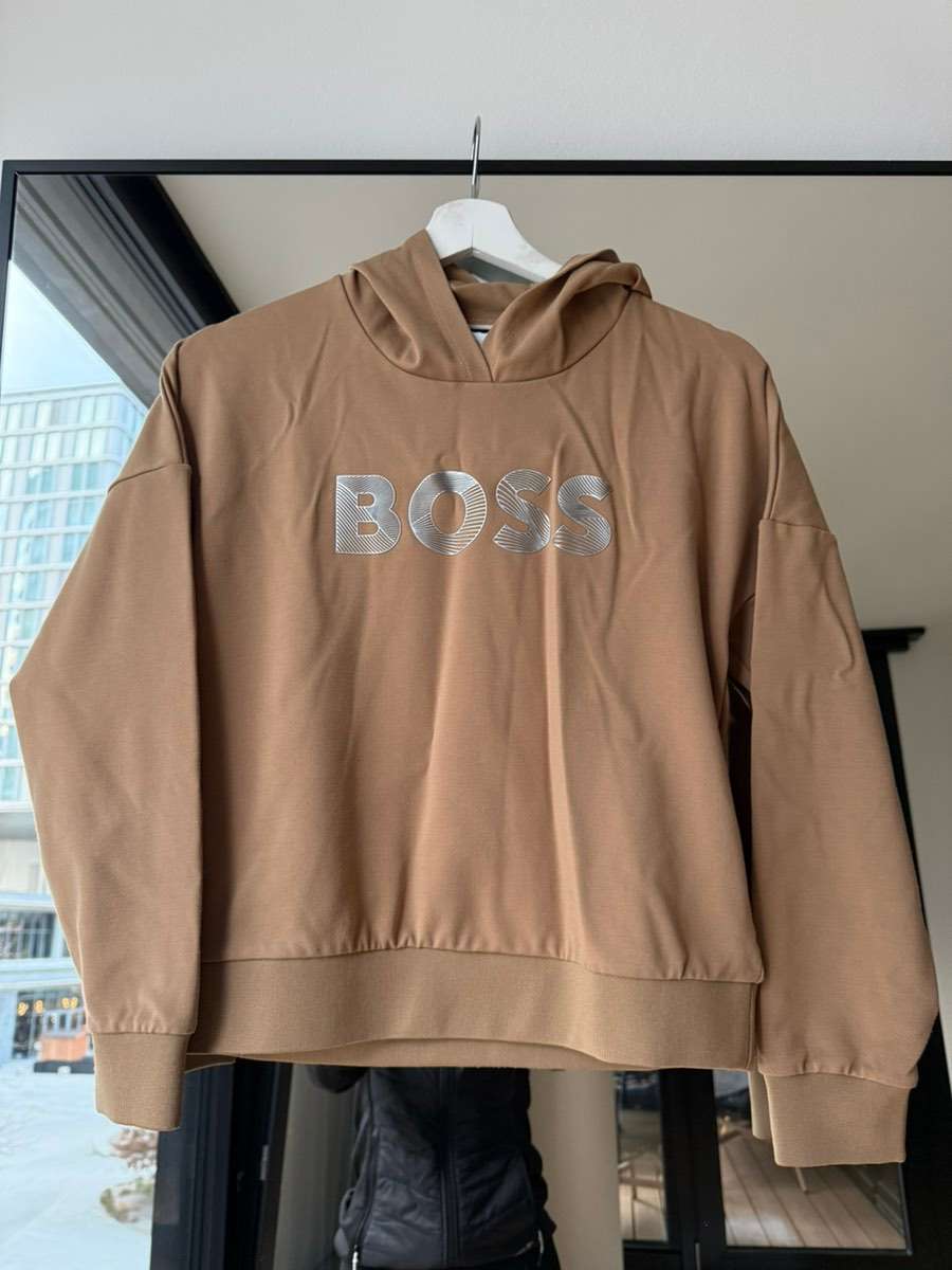 Pullover BOSS , KIDS-HOODIE AUS STRETCH-GEWEBE MIT LOGO-PRINT