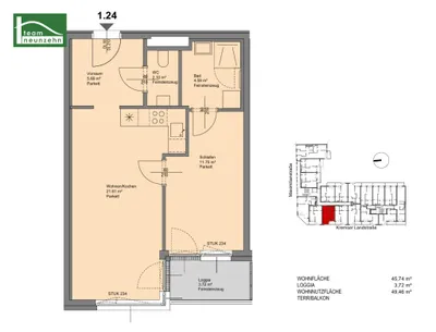 2-Zimmer-Wohnung mieten in Sankt Pölten – 45,74 m², € 783 – Bild 20 von 20