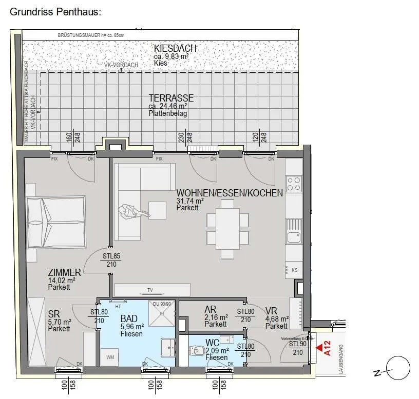 Moderne Penthaus-Wohnung im Neubauprojekt mit Terrasse in Graz! - Widok 2
