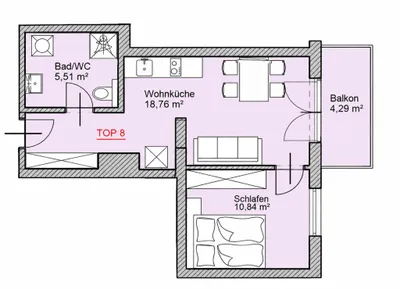 2-Zimmer-Wohnung mieten in Gmunden – 35,11 m², € 700 – Bild 3 von 3